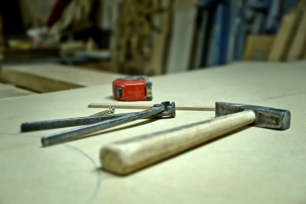Carpenter's mallets resting on a work surface